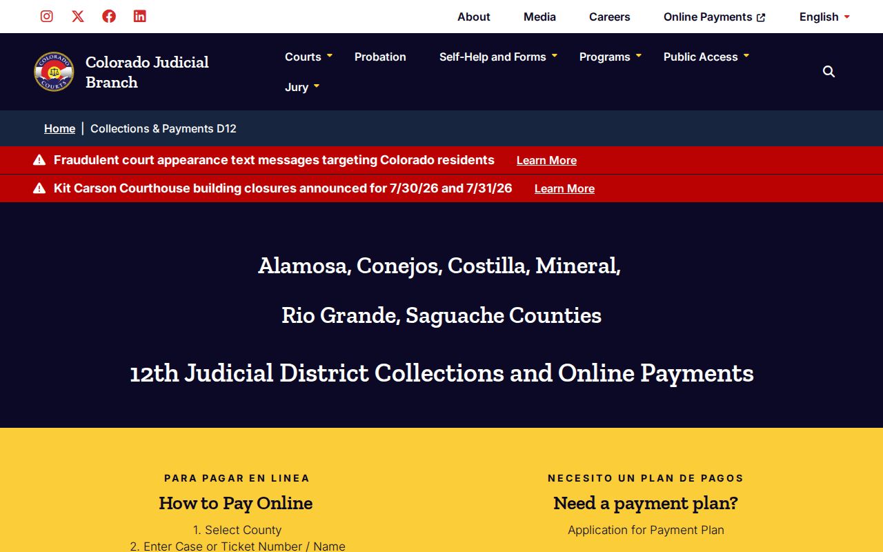 Mineral County Clerk of Court 12th Judicial District collections payments