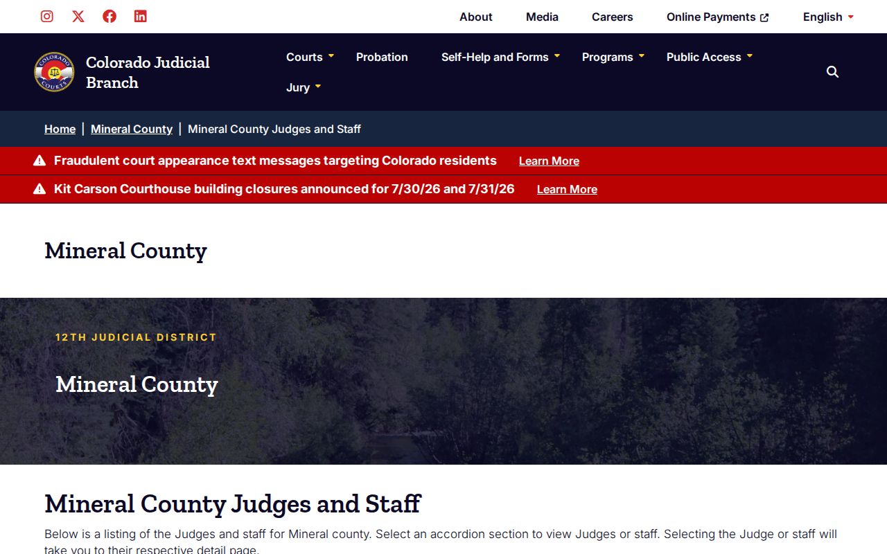 Mineral County Clerk of Court judges and staff listing