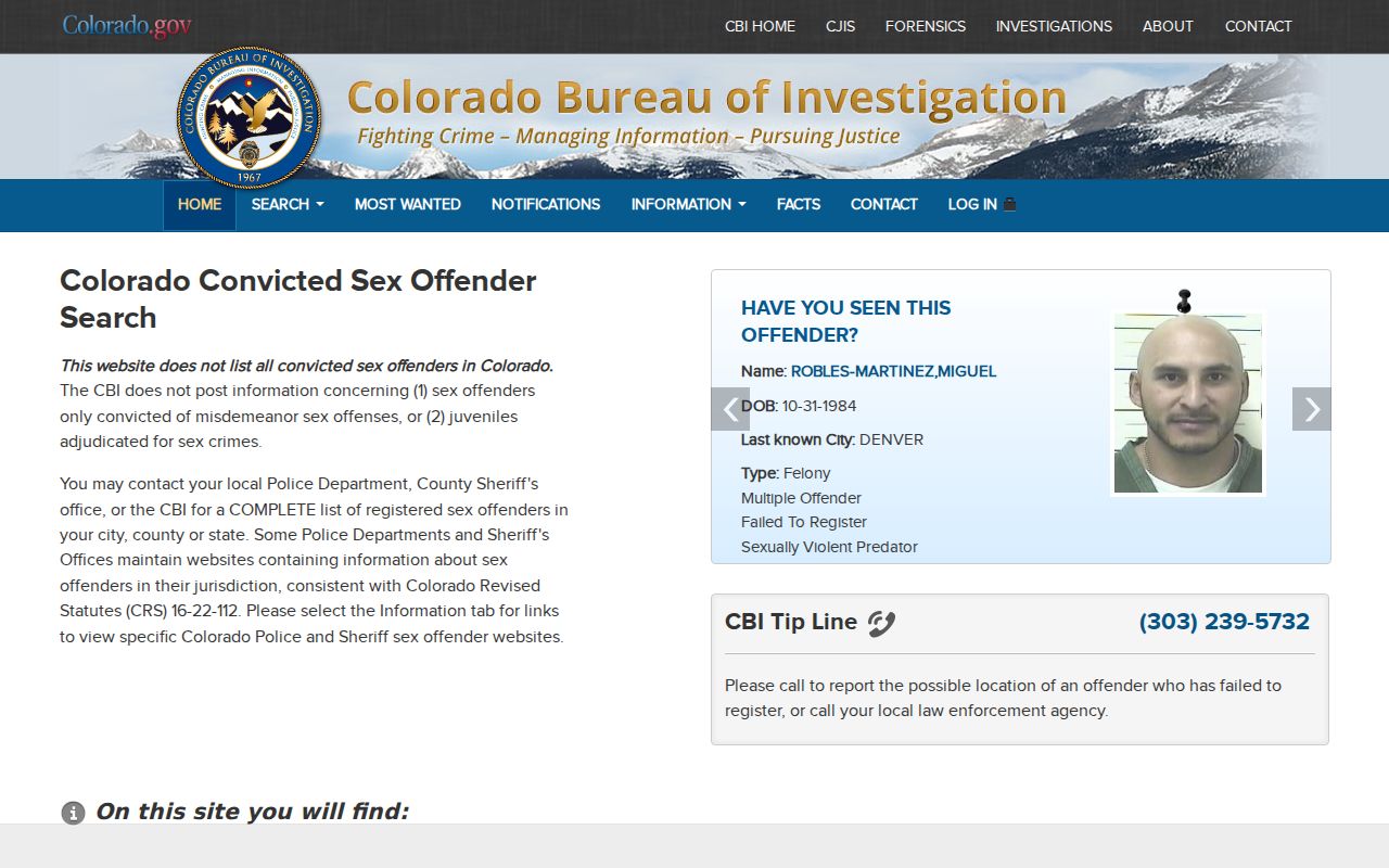 Colorado convicted sex offender search linked from Mineral County Sheriff