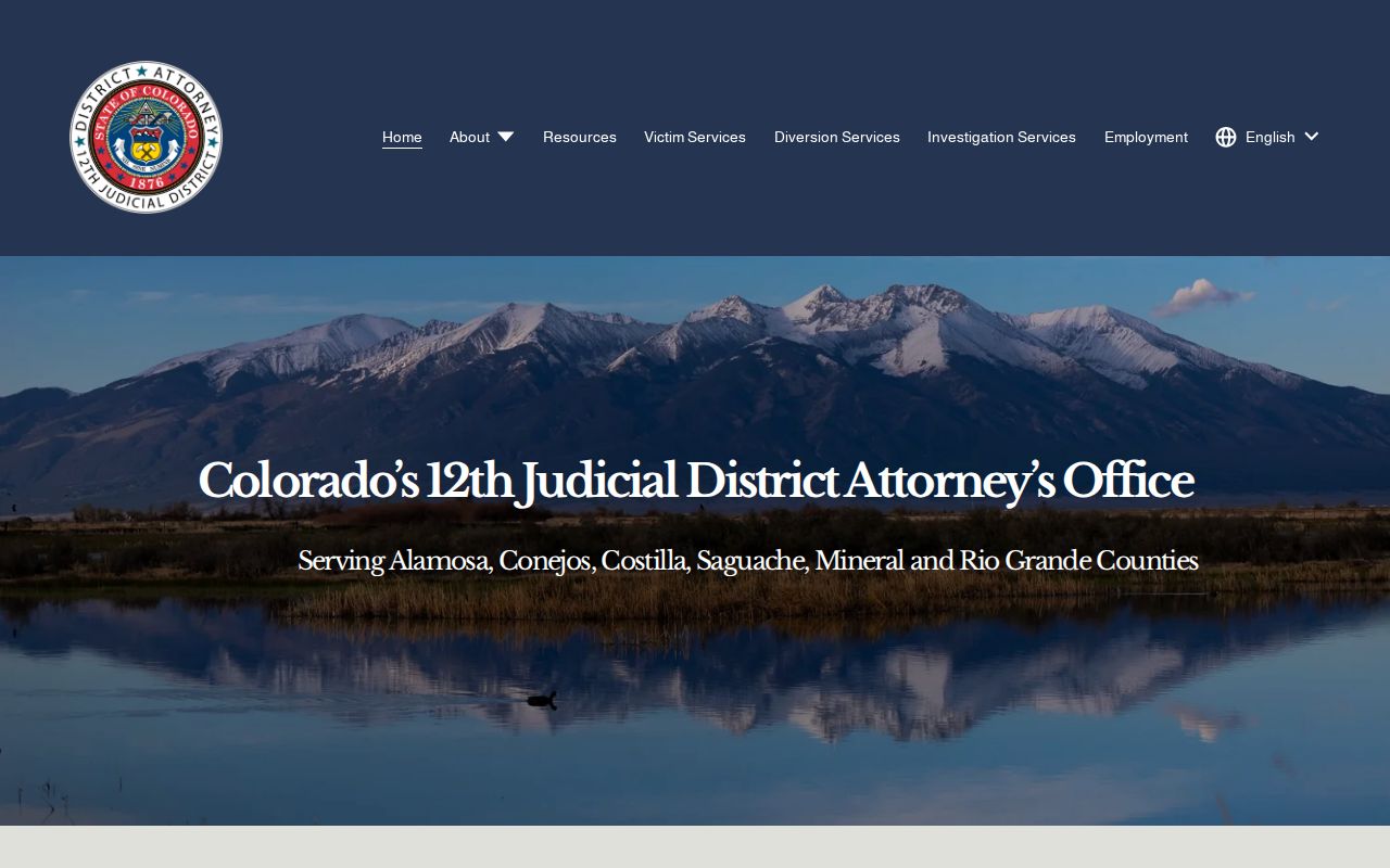 12th Judicial District Attorney website serving Mineral County criminal cases