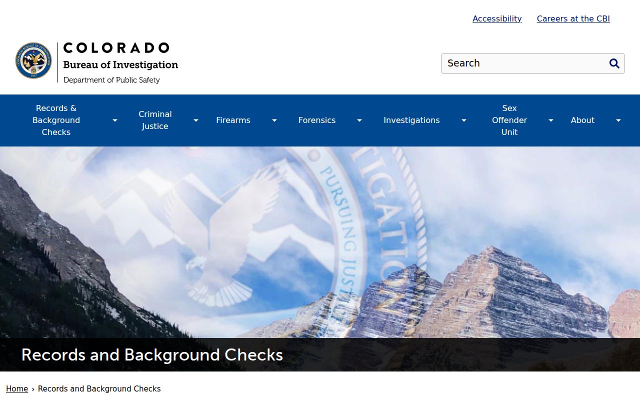 Colorado Bureau of Investigation records and background checks page for criminal history searches