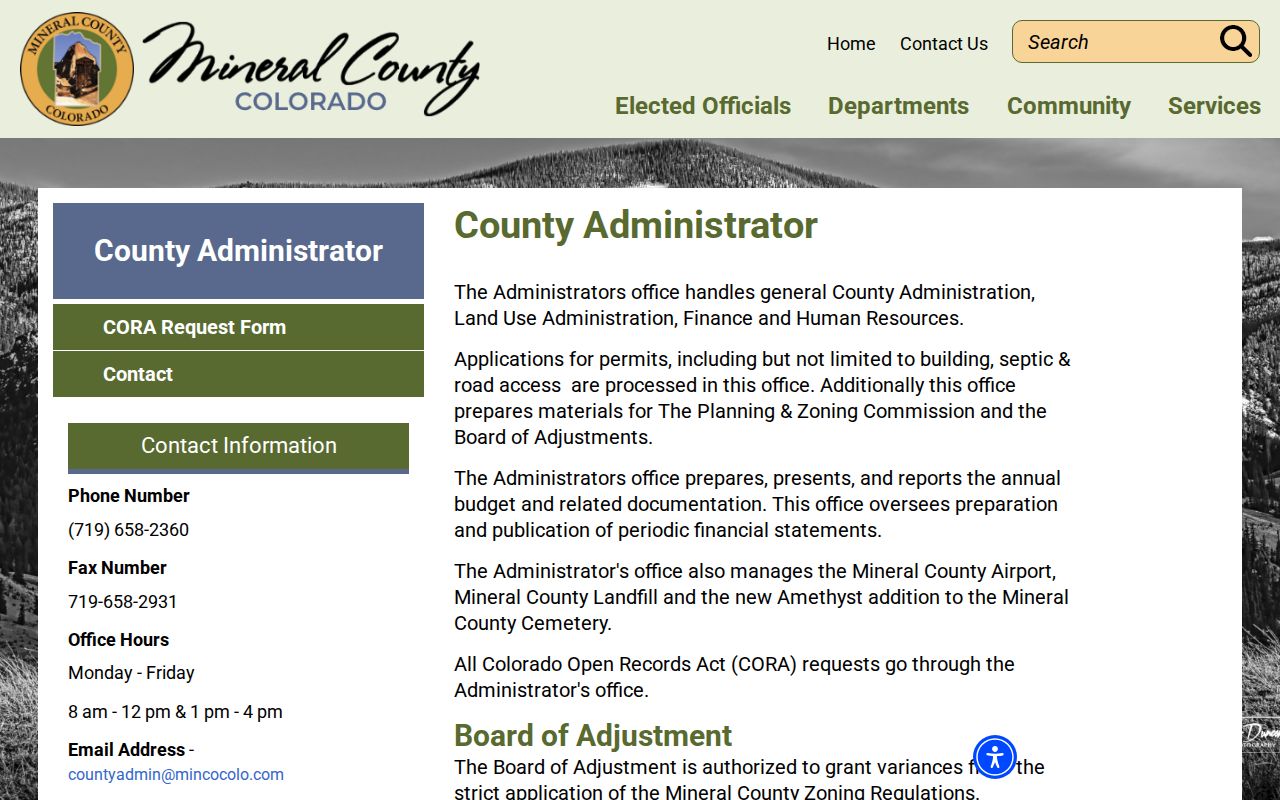 Mineral County court records County Administrator CORA contact
