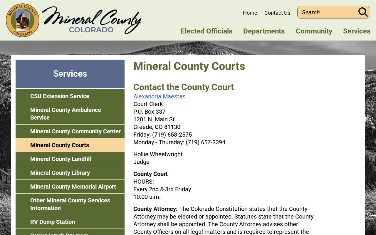 Mineral County court records county government court service page