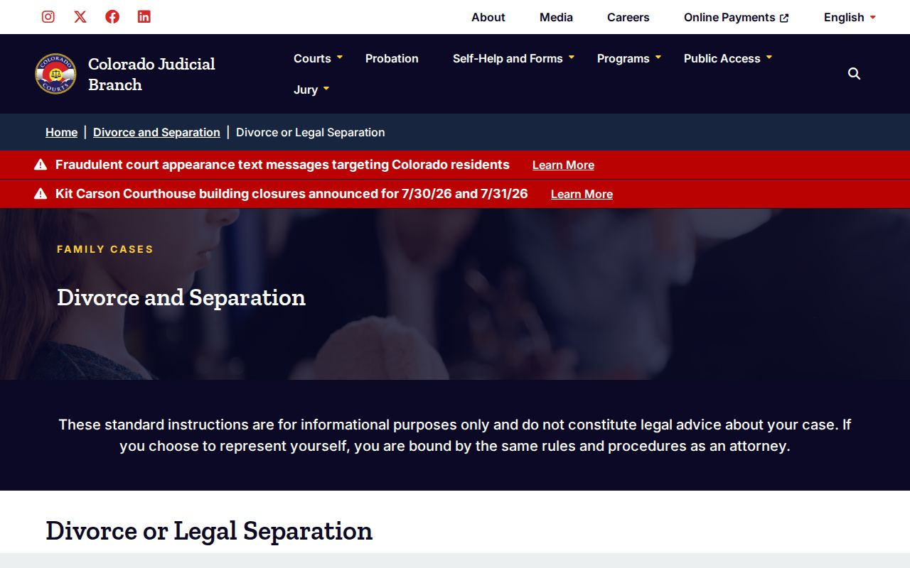 Mineral County divorce records and Colorado divorce self-help page