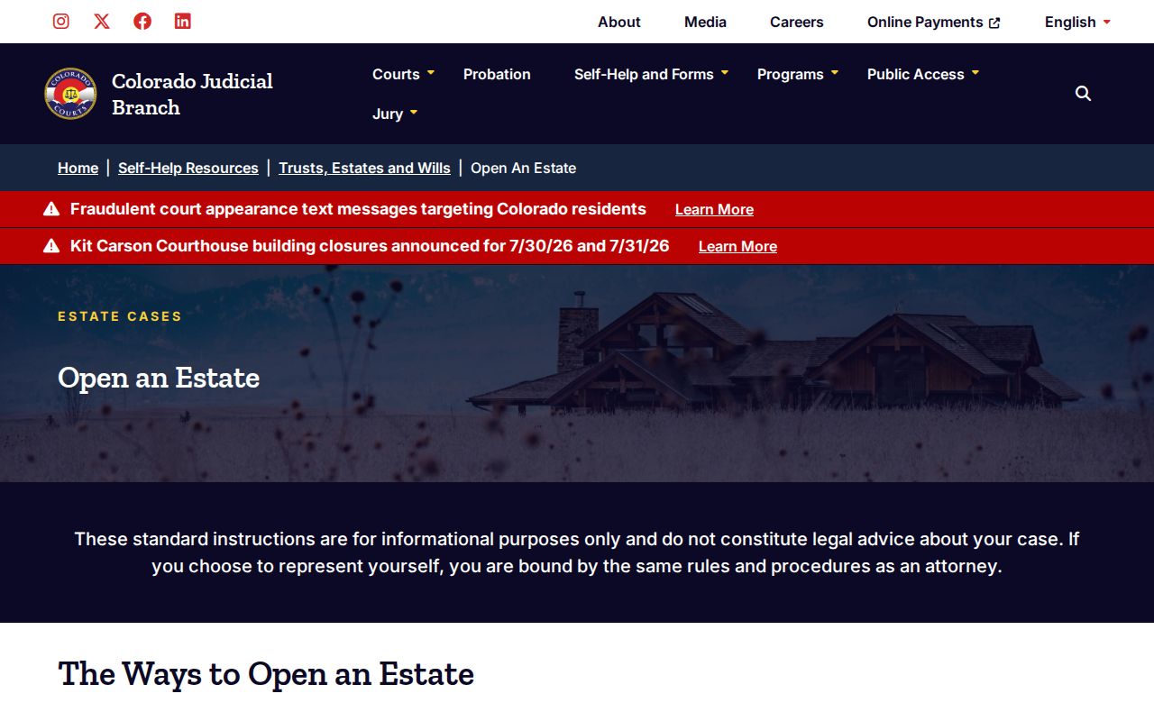 Mineral County probate records Colorado open estate forms page