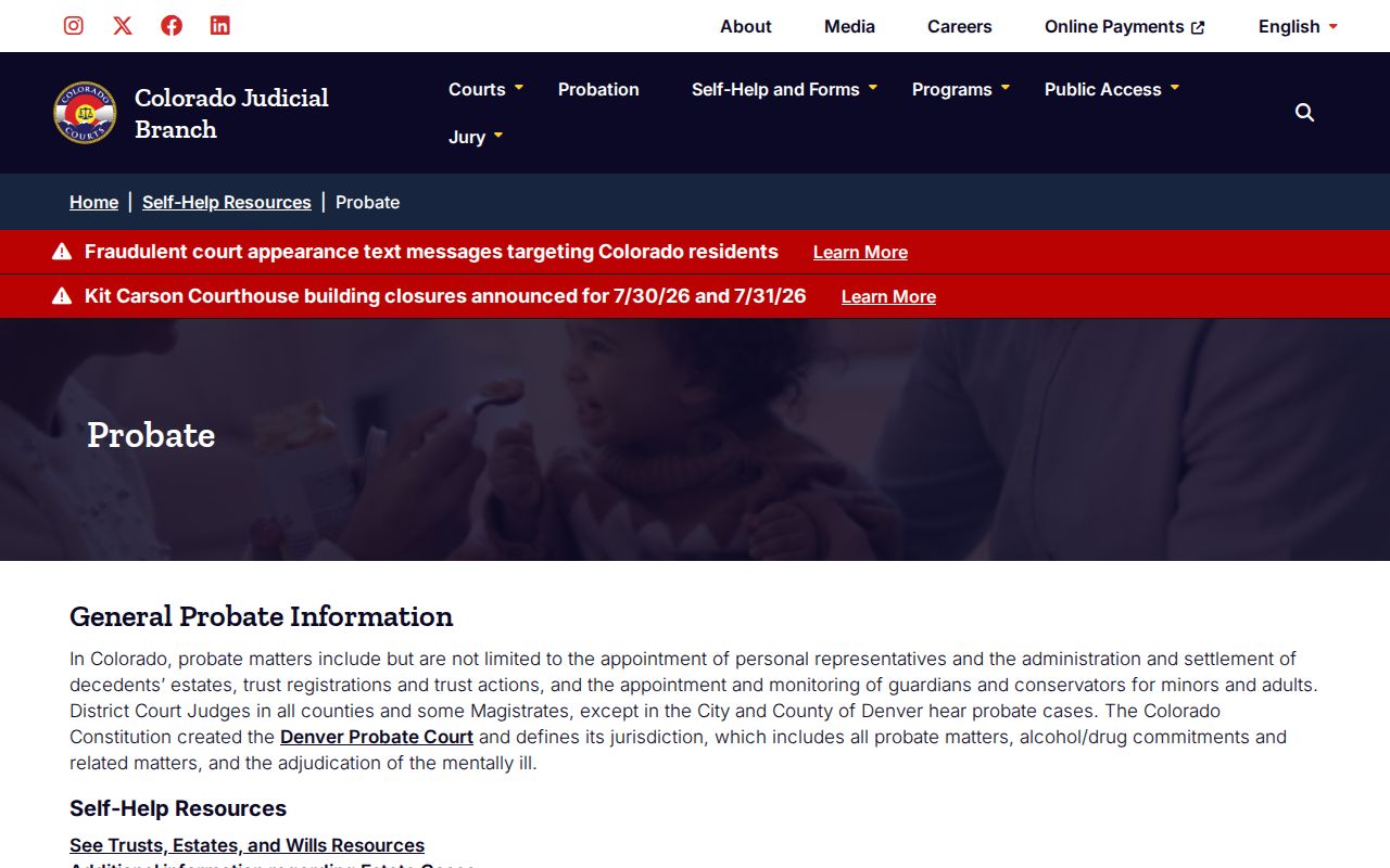 Mineral County probate records Colorado probate self-help page